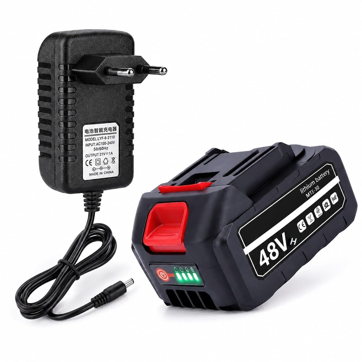 48V Lithium-ion Battery for Power Tools | Rechargeable Battery Pack Compatible with Garden Tools, Car Washer, Electric Power Drill, Cordless Tools (Digital Battery+Charger)-image-38