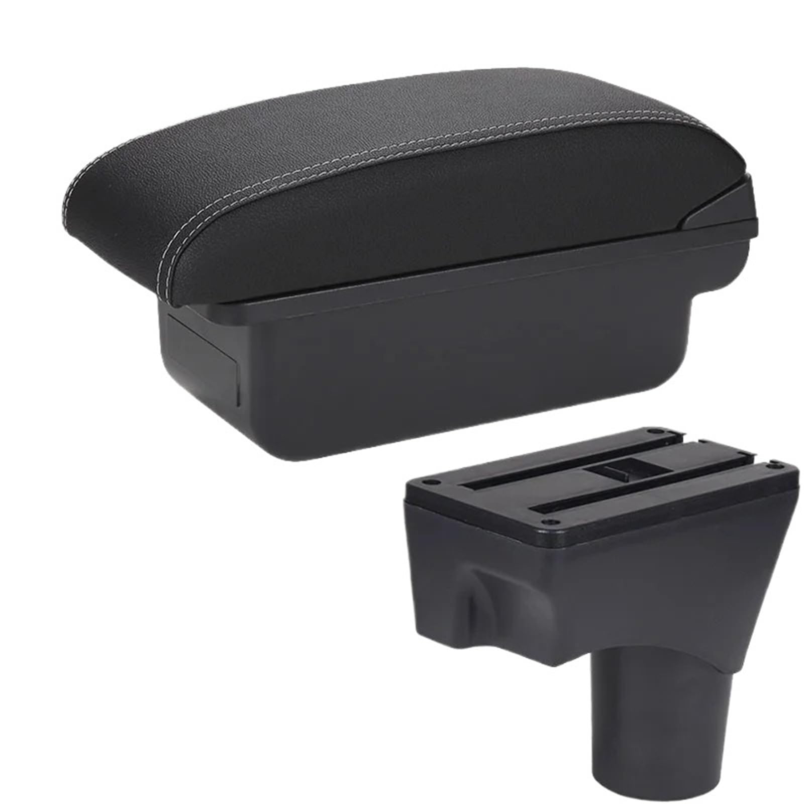NOKRGQW Car Armrest Box For Nissan For Sunny March Micra K13 2010-2022 Car Armrest Storage Box Retrofit Parts Accessories(C3 Black white NOUSB)