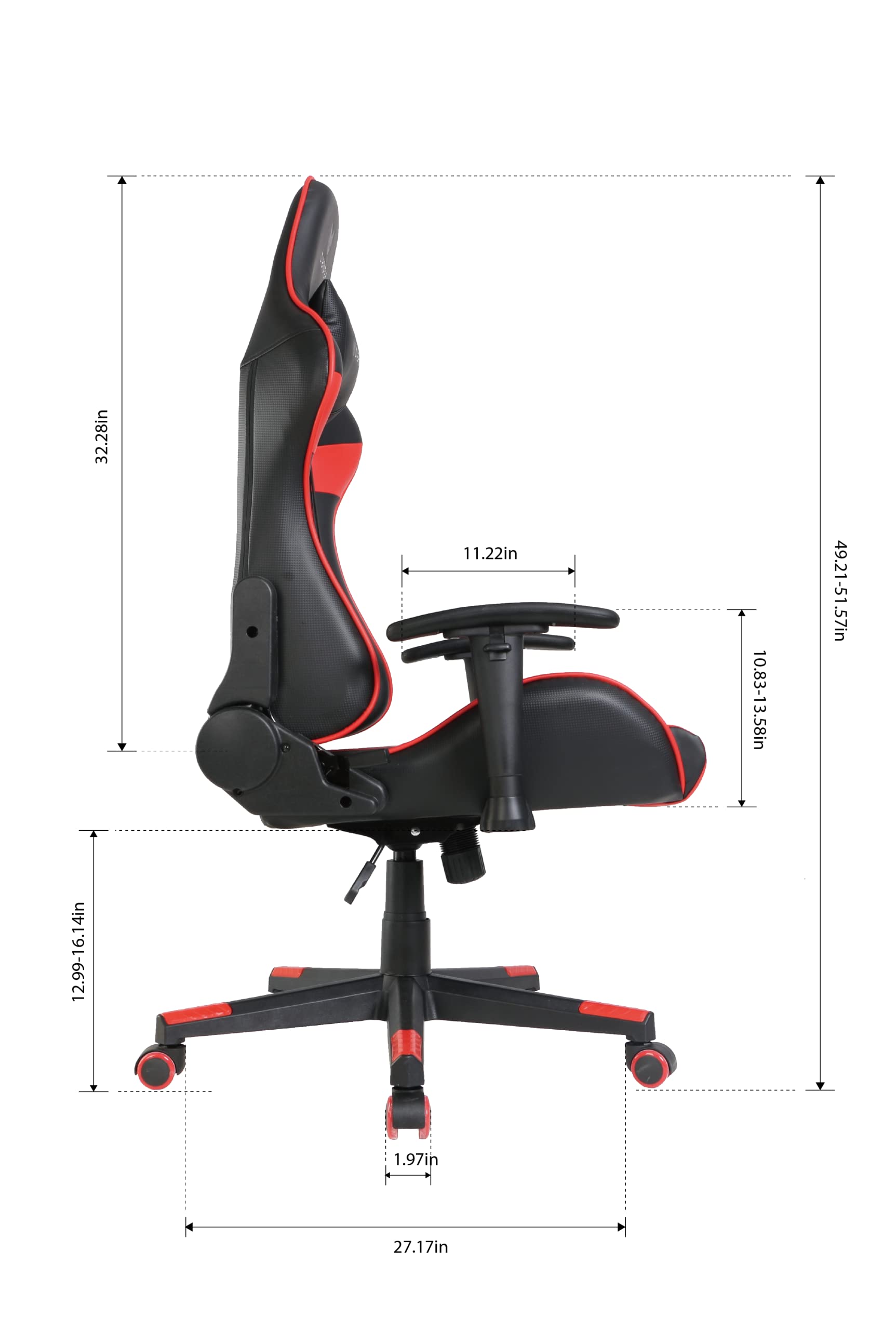 Oversteel - ULTIMET Sedia da gaming professionale in similpelle, braccioli 2D, regolabile in altezza, schienale reclinabile a 180°, pistone a gas classe 3, fino a 120Kg, colore Rosso
