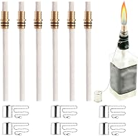 OEXEO 6PCS Wine Bottle Torch Wicks Kit - DIY Outdoor Garden Patio Tiki Torches with Lamp Covers, Brass Mounts (Bottles Not Included)