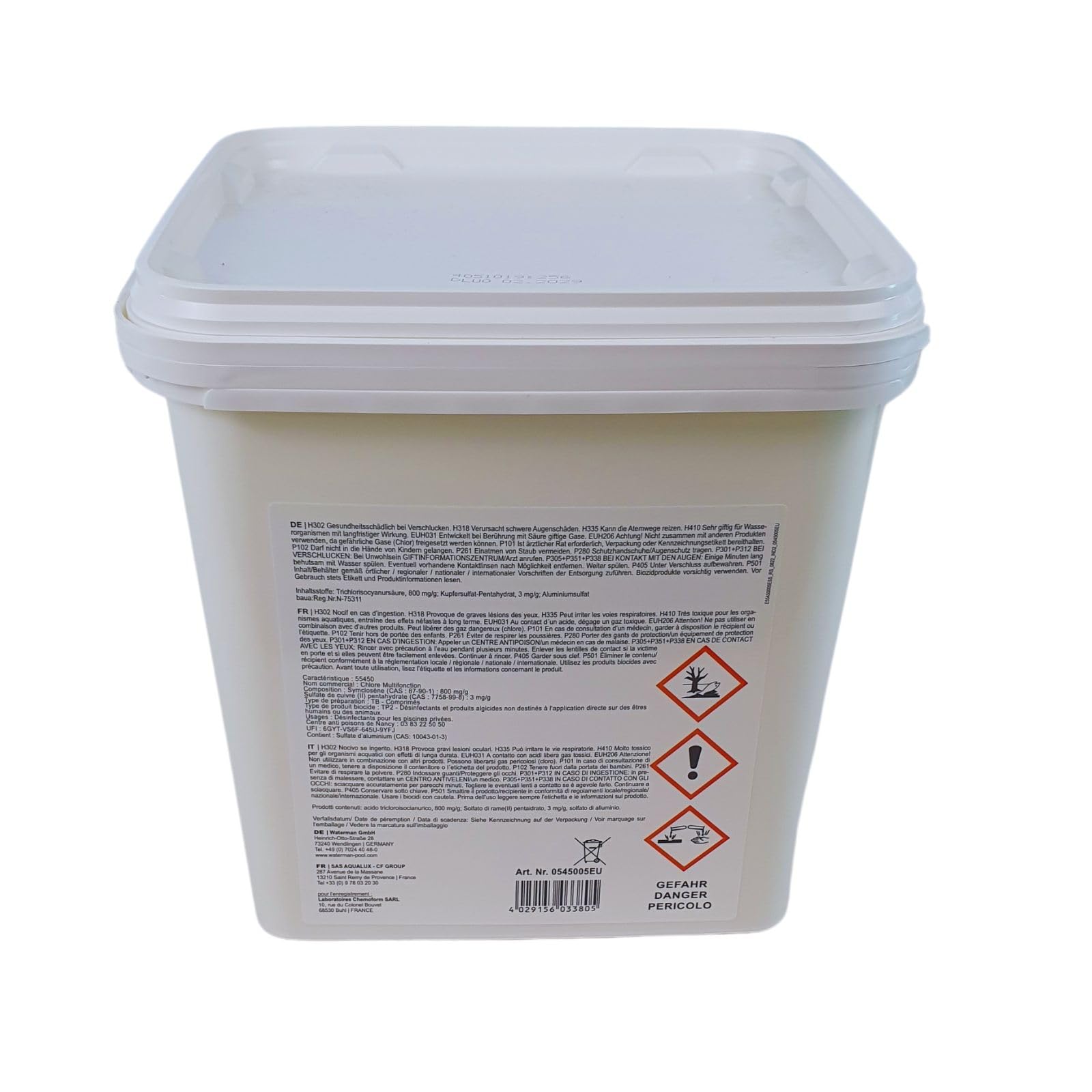 Aqualux Chlore Piscine Multifonctions - Galet 200 GR - Seau 5 kg - Désinfection - Clarification - Gamme Traitement Piscine Essentiel