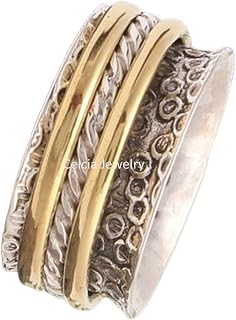 Twisting Spinner Ring, Meditation Ring, Unique Spinning Ring, Anxiety Ring, Worry Ring, Boho Ring, Statement Ring, Birthday Gifts For Wife Husband, Two Tone Ring