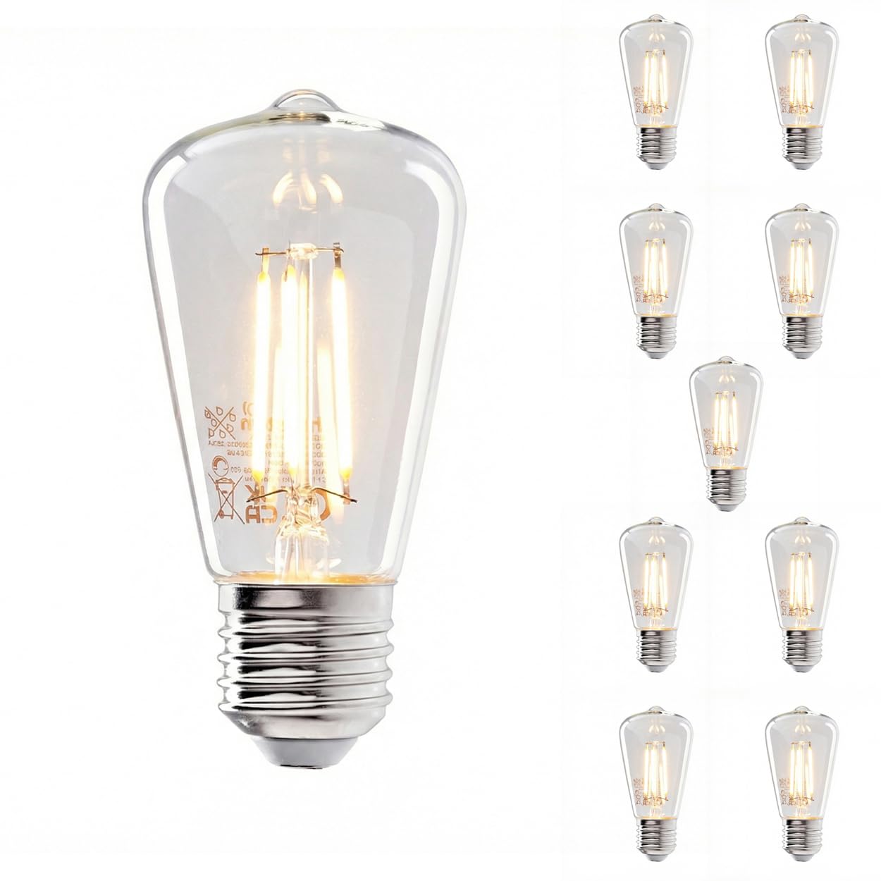 HOFSTEIN E27 LED Warmweiss 10er Set, Dimmbares Vintage Leuchtmittel in Glühbirnen Form, 5 Watt 2700 Kelvin 500 Lumen für Wohnraumbeleuchtung, Energiesparende LED Alternative zur klassischen Glühlampe