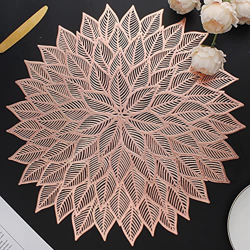 Image of Dakshya Industries Waterproof PVC Round Table Placemats Set of 2 (38x38 cm) - Stylish Non-Slip Dining Mats (Copper)