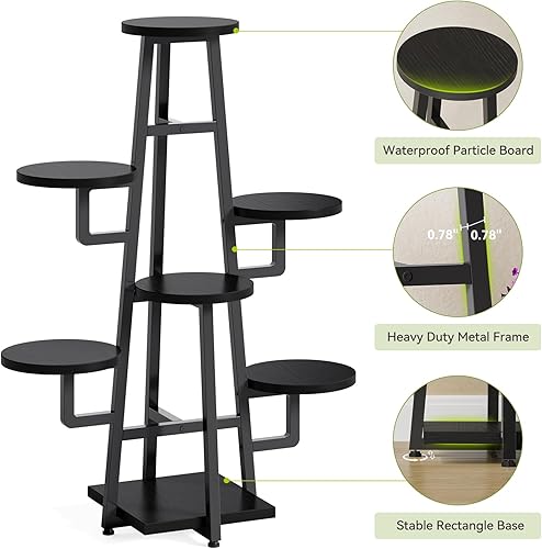 Miniatura 10 de LITTLE TREE Soporte alto para plantas de 7 niveles, estante alto para plantas de interior, soporte para macetas de esquina, soporte de flores para
