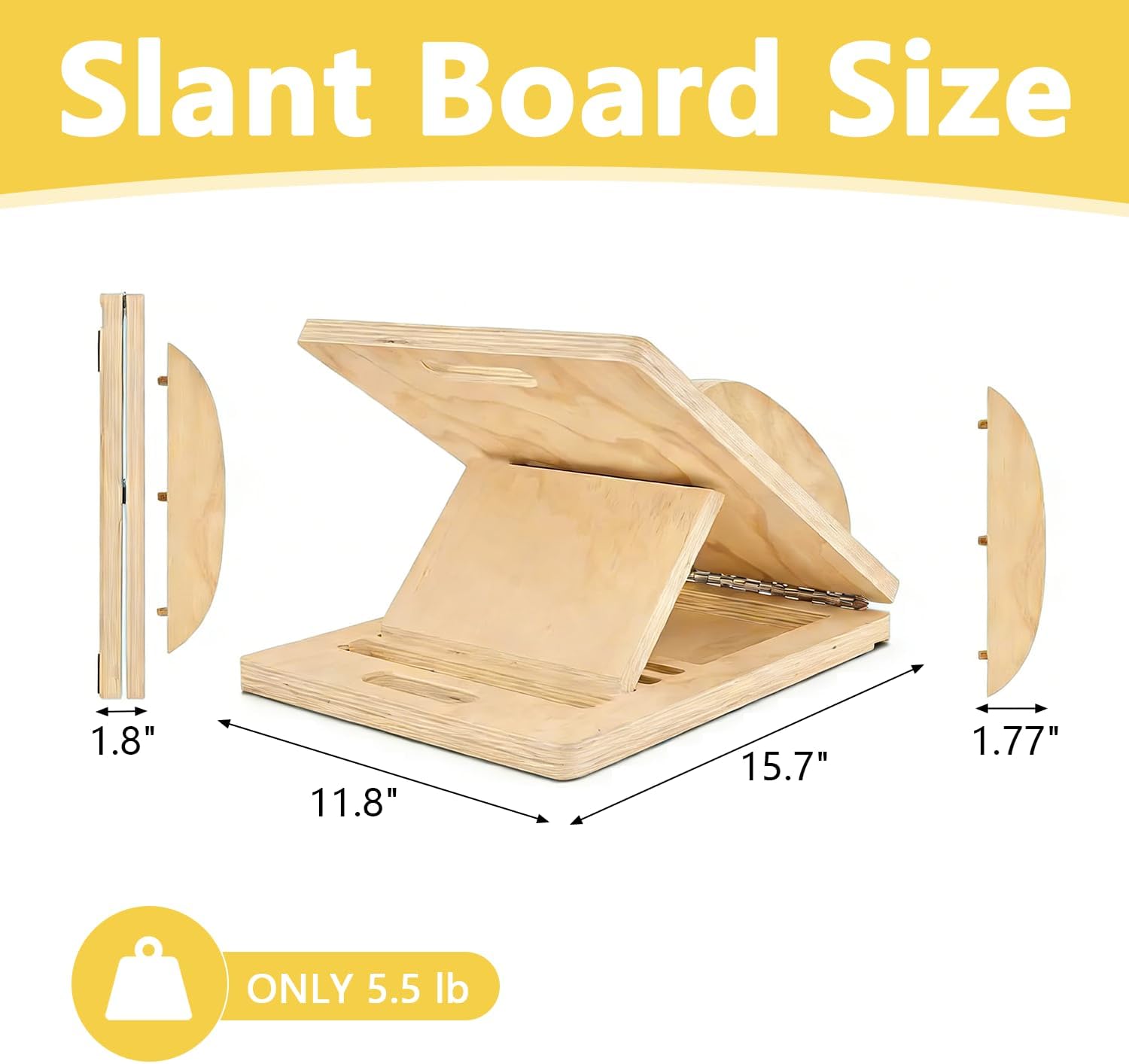 Slanted Board, 0°~45° Adjustable Wooden Stretch Mobility Board for Calf Stretcher with Training Poster, 300 lb Load Capacity, Portable Balance Board for Calf Muscles, Knee and Leg Balance Training