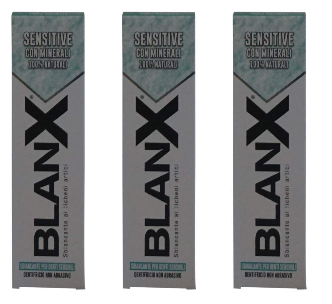 BLANXWhitening Toothpaste for Sensitive Teeth, with Arctic Lichens * 2.54 Fluid Ounces (75ml) Tubes (Pack of 3) * [ Italian Import ]