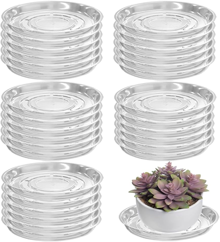 30 Packs 18" Extra-Large Clear Plant Saucers for Indoor Outdoor Use Heavy Duty Plastic Plant Trays for Planter Bulk Flower Pot Drip Trays to Catch Water, 4 to 20 Inch