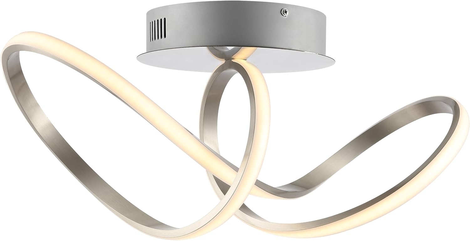 JONATHAN Y 19.5" Black 1-Light Modern Loop Integrated LED Semi Flush Mount Ceiling Light, Dimmable Metal and Silicone Fixture for Bedroom Living Room Hallway Kitchen, 3000K (JYL1701B)