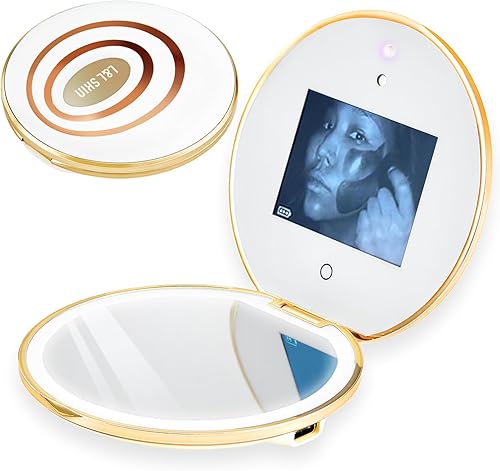 L&L SKIN Espejo UVmagic, diseño de espejo compacto para prueba de protección solar, espejo de maquillaje de viaje con cámara UV para prueba de