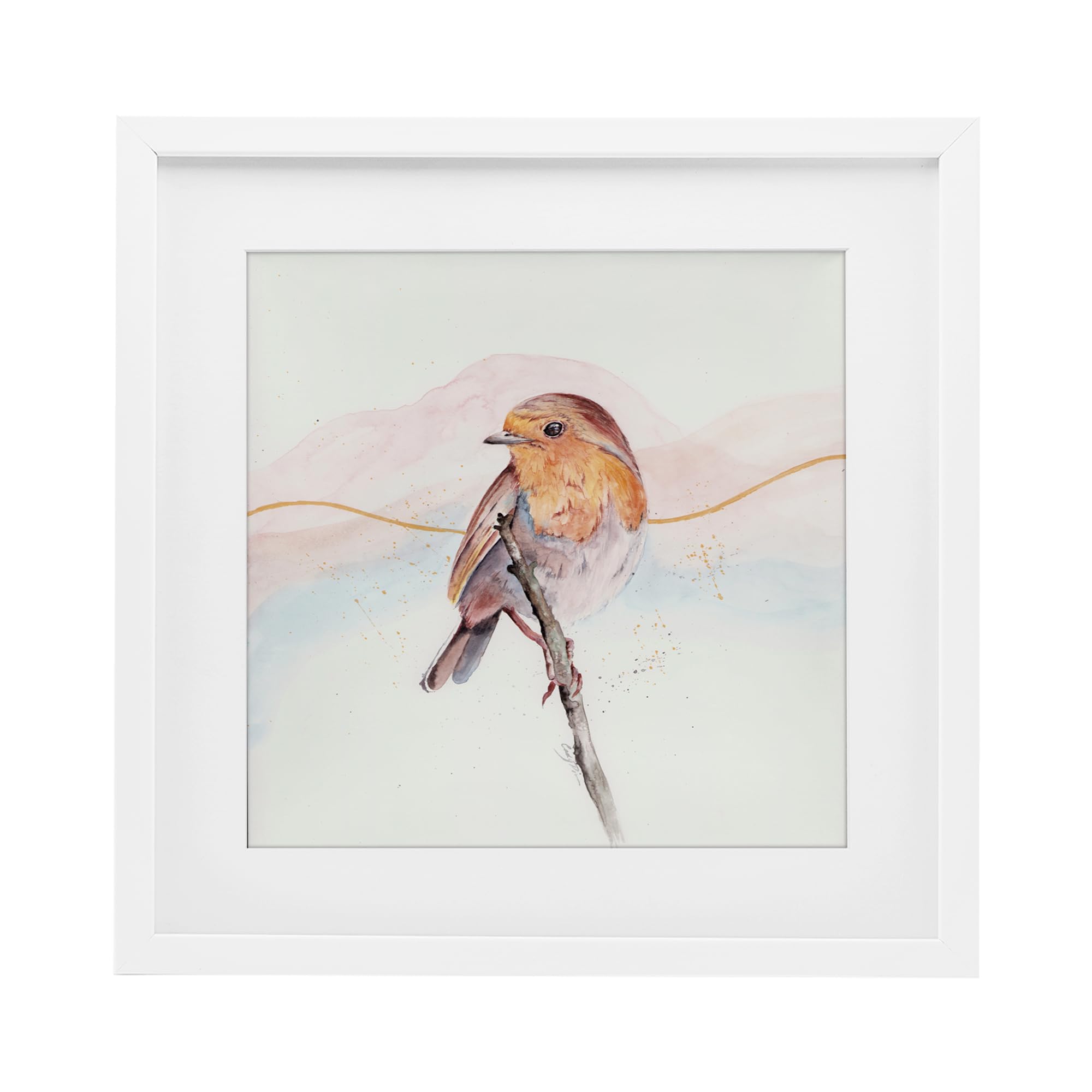Stupell Industries Songbird Perched Subtlety White Framed Print Under Glass, design by Cady Driver, 16 x 16