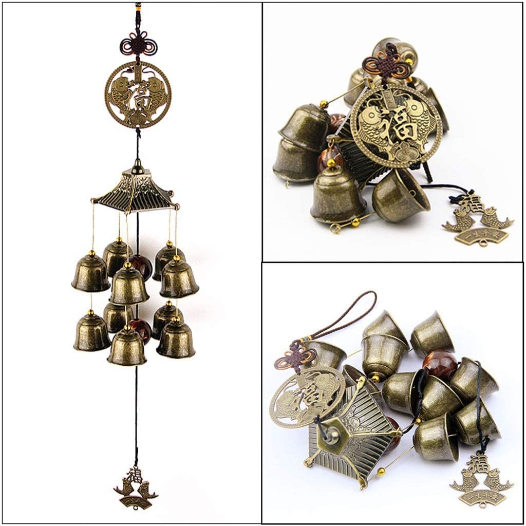 Carillon a Vent pour Maison Carillon Éolien en Métal Suspendu Créatif Grande Cloche Chambre Maison Extérieur Antivol Cuivre Sonnette Décoration Décoration Intérieure