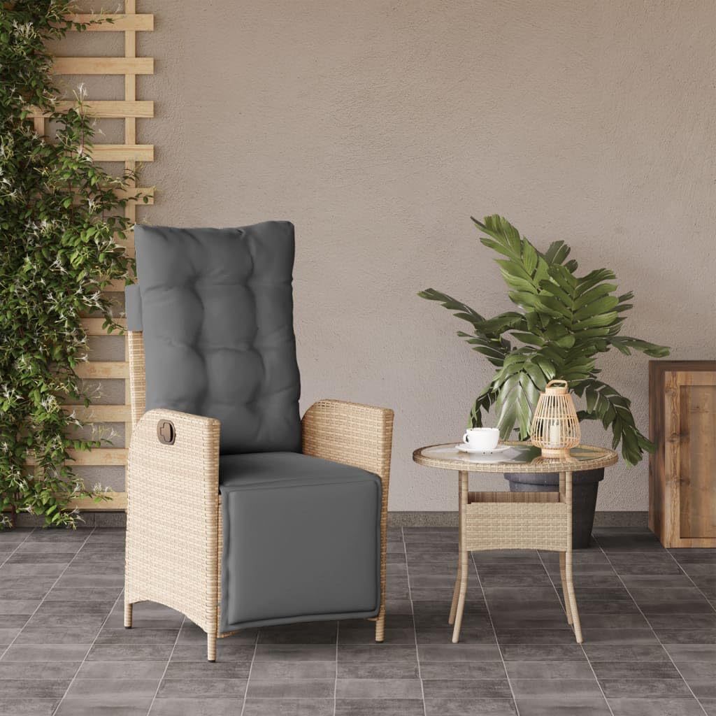 vidaXL Rozkładany fotel ogrodowy z podnóżkiem, mieszany beż, rattan PE, fotel ogrodowy, fotele ogrodowe, fotel rozkladany, fotel rozkładany