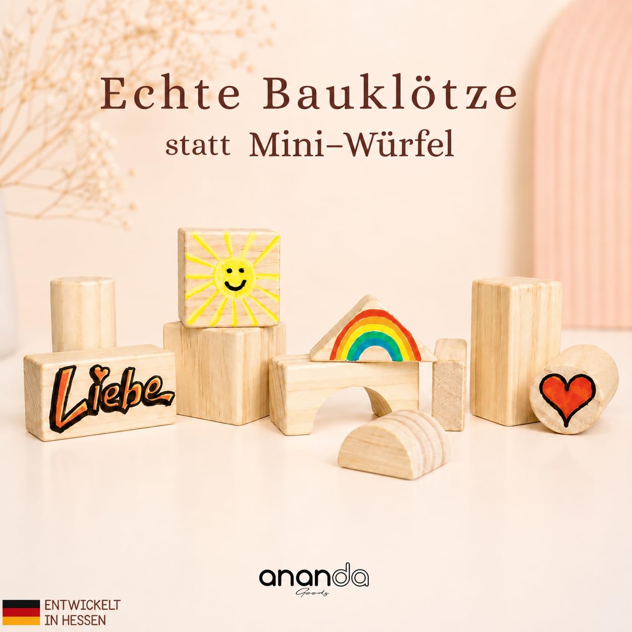 Bauklötze Bemalen Babyparty – Spiele & Baby Party Dekoration, Geschenk zur Geburt & Baby Shower, kreative Partyaktivität - 26 Bauklötze / 53 Teile