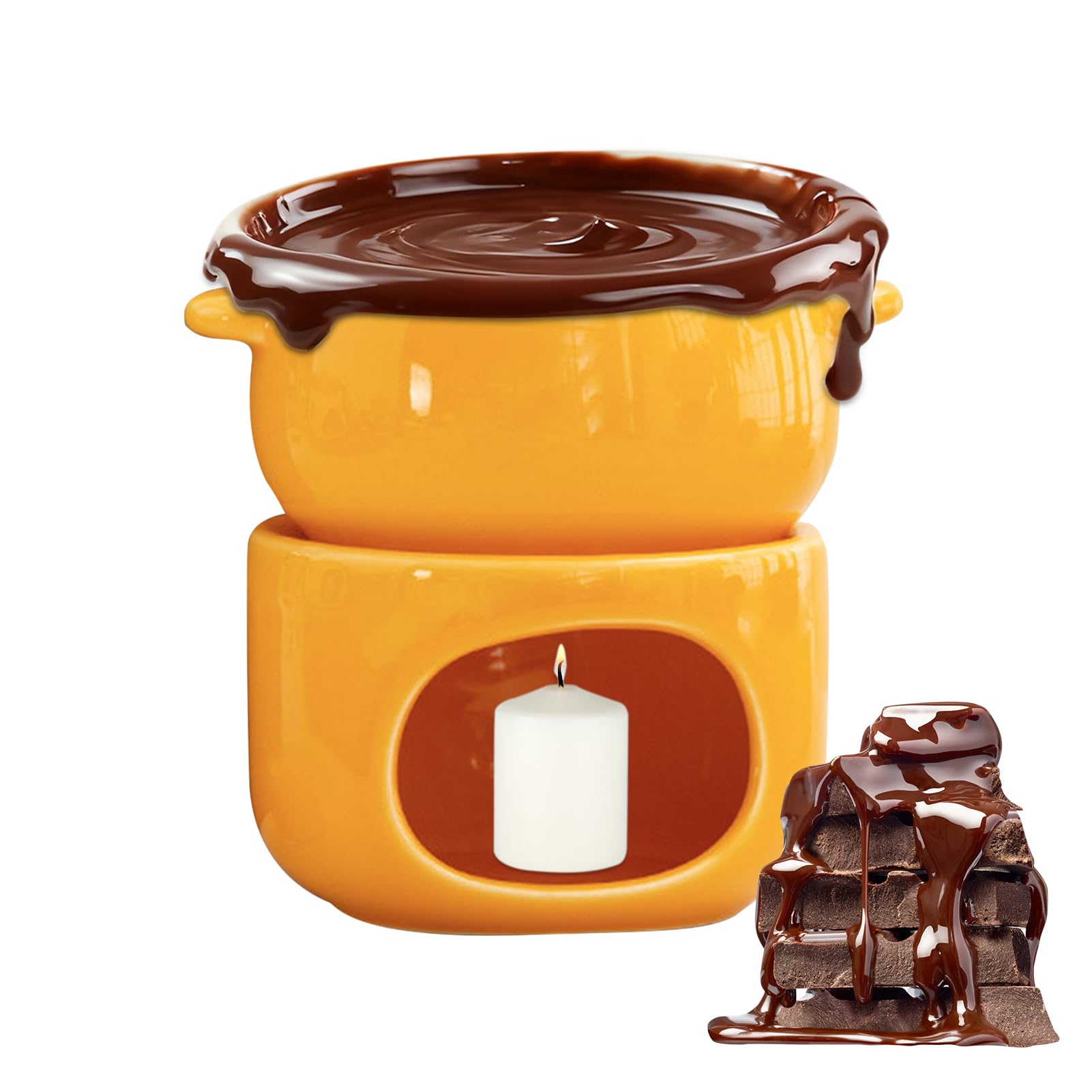 Chocolate Fondue Cup - Non-Stick | Ceramic Warmer Pot with Resilient Finish Sleek for Cheese, Marshmallow, Dipping, Dessert, Beverage, Wedding, Party, Birthday and Professional Use — view 13