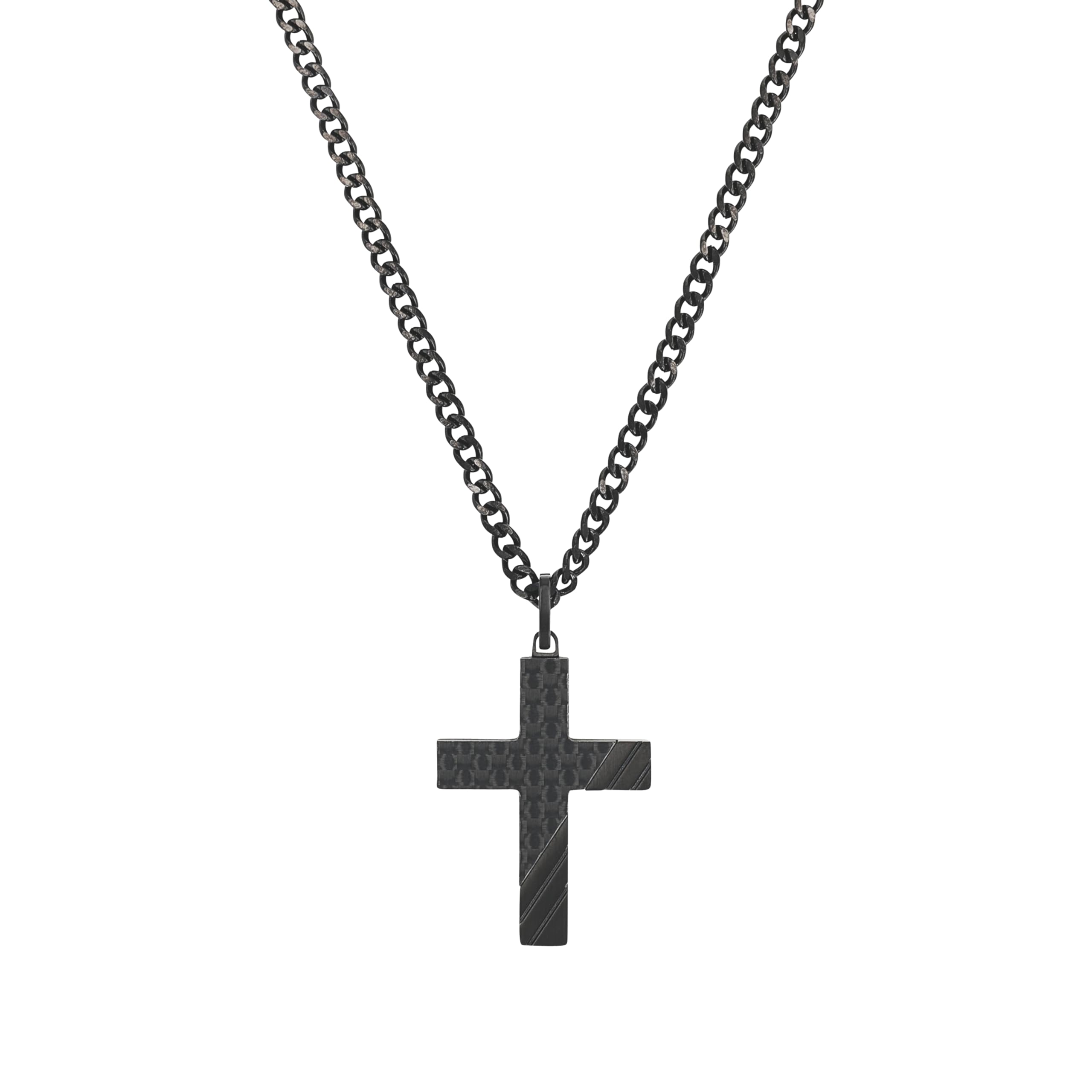 Tom Tailor Kette mit Anhänger für Herren, Edelstahl, 50+5 cm, schwarz, Kreuz-Anhänger, Geschenkidee, Halsschmuck, Herrenschmuck, 2100637