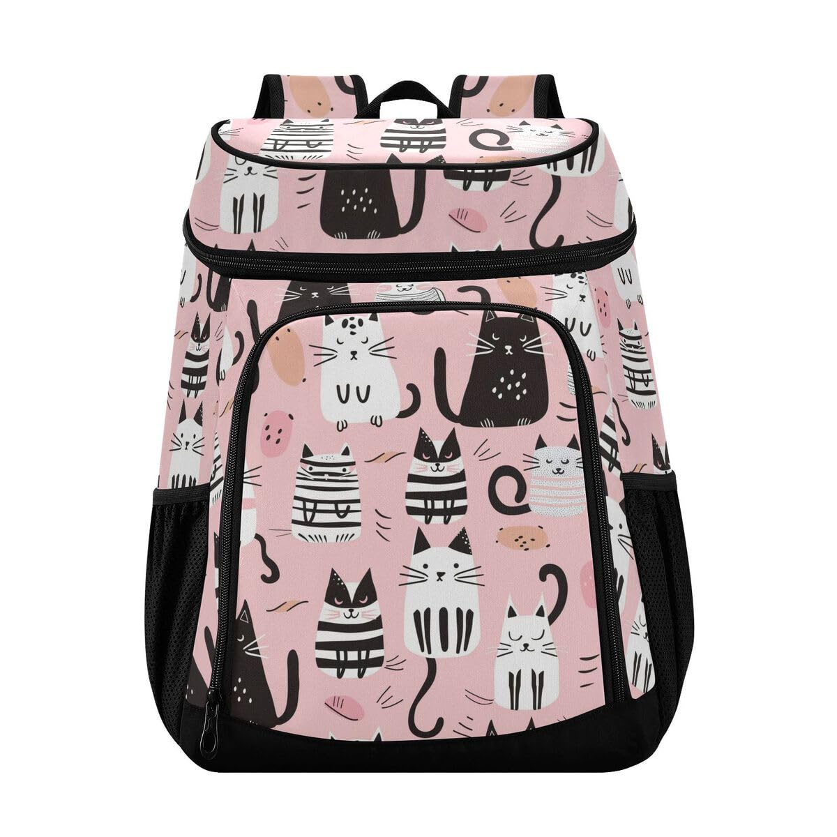 Cute Cats Pink Cooler Backpack Leakproof Insulated Lunch Cooler Bag 30 Cans Camping Backpacks for Camping Hiking Beach