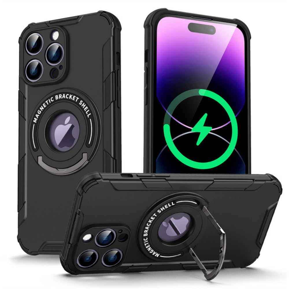 Support d'anneau magnétique iPhone 14 Plus étui de charge sans fil pliable noir - 7