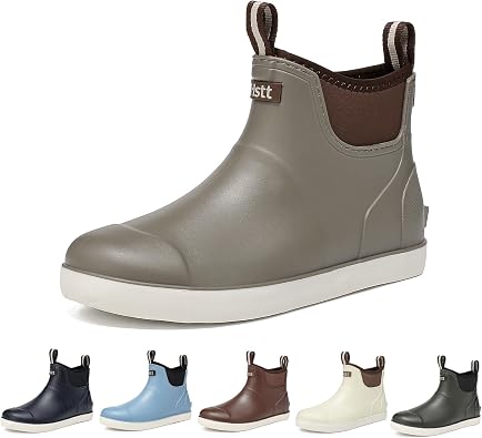 HSBDNZQ Mens Deck Boots, Waterproof Anti-Slip Rain Boots for Fishing