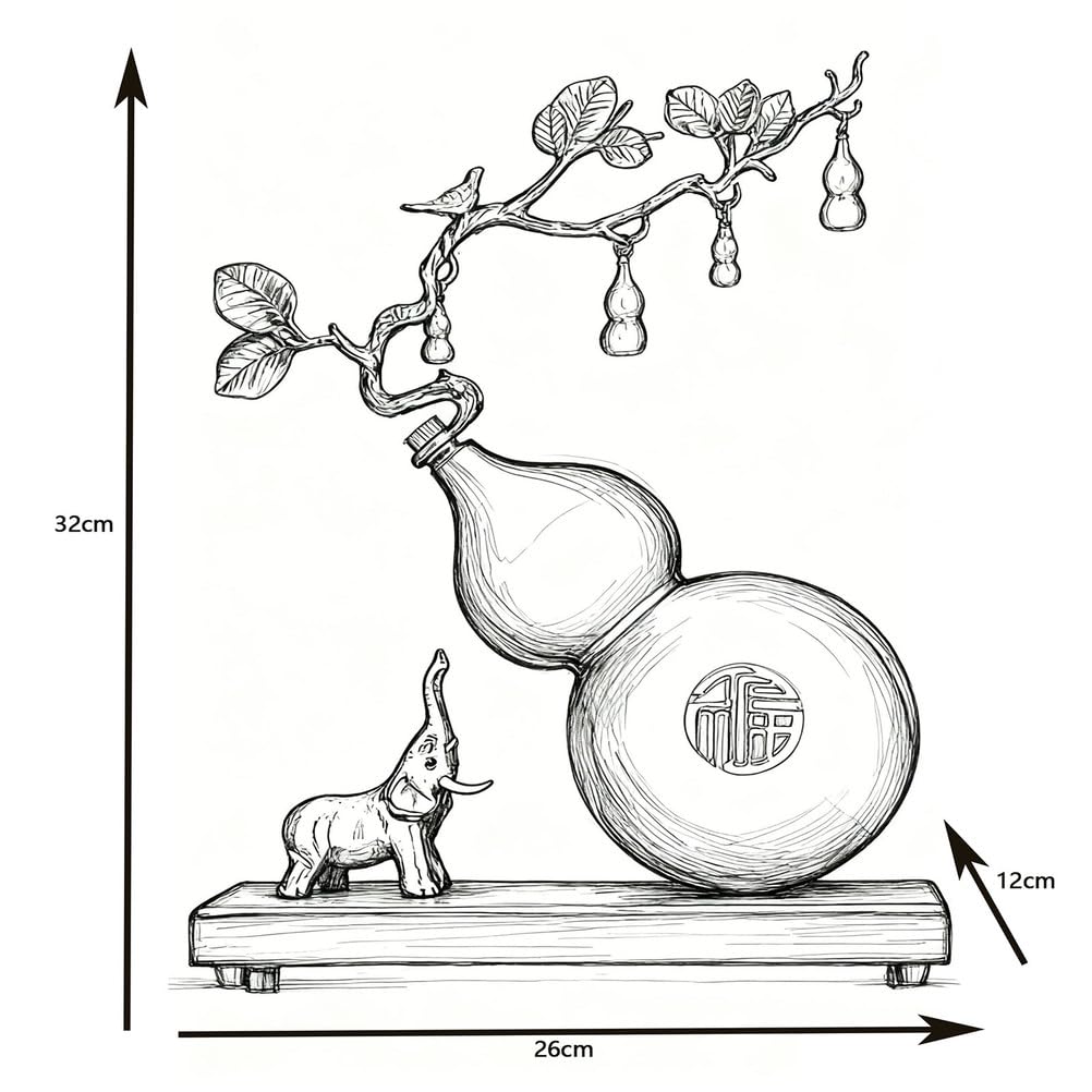 Złota statua Hulu Ozdoby Feng Shui, metalowa figurka w stylu Bonsai Drzewo szczęścia dla bogactwa i powodzenia Nowy Rok Dobrobyt Dekoracja biura domowego Prezent,Red