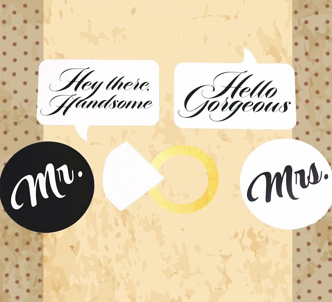 Wedding Party Photo Booth Props Kit, Toshine DIY Photo Booth for Wedding Bridal Shower Party Favor Supplies Pose Sign Dress Up Fun Accessories (12 Pcs) : Home & Kitchen