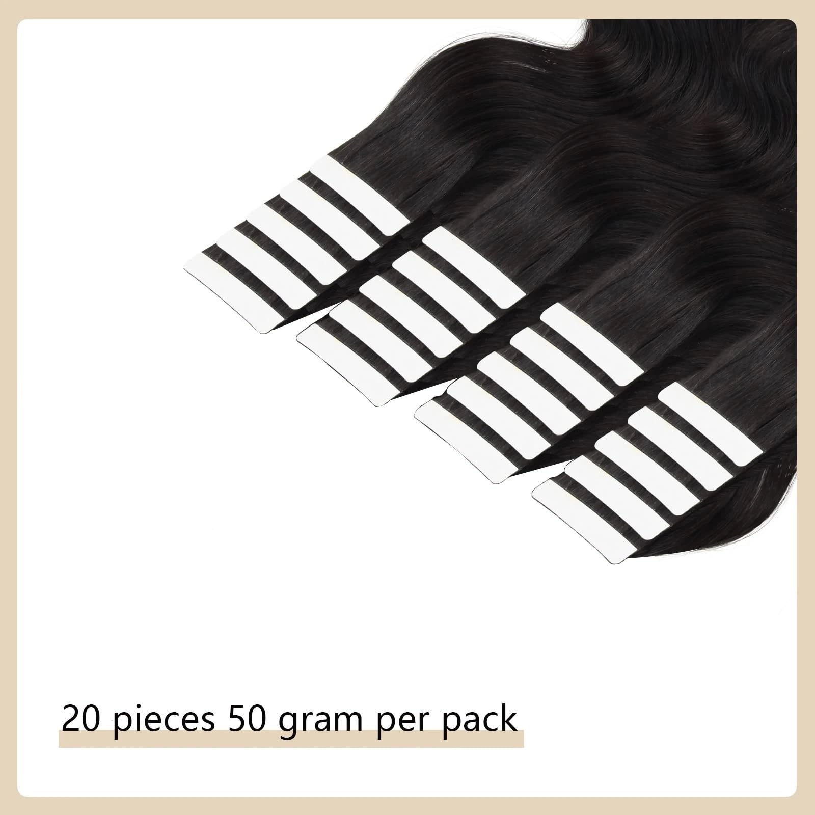 Bandverlängerungen Körperwellen-Tape-in-Haarverlängerungen, Echthaar, schwarze Frauen, 20 Stück, Tape-Ins for schwarze Frauen, Echthaar, doppelseitiges, nahtloses PU-Tape-in-Haarverlängerungen Haarver
