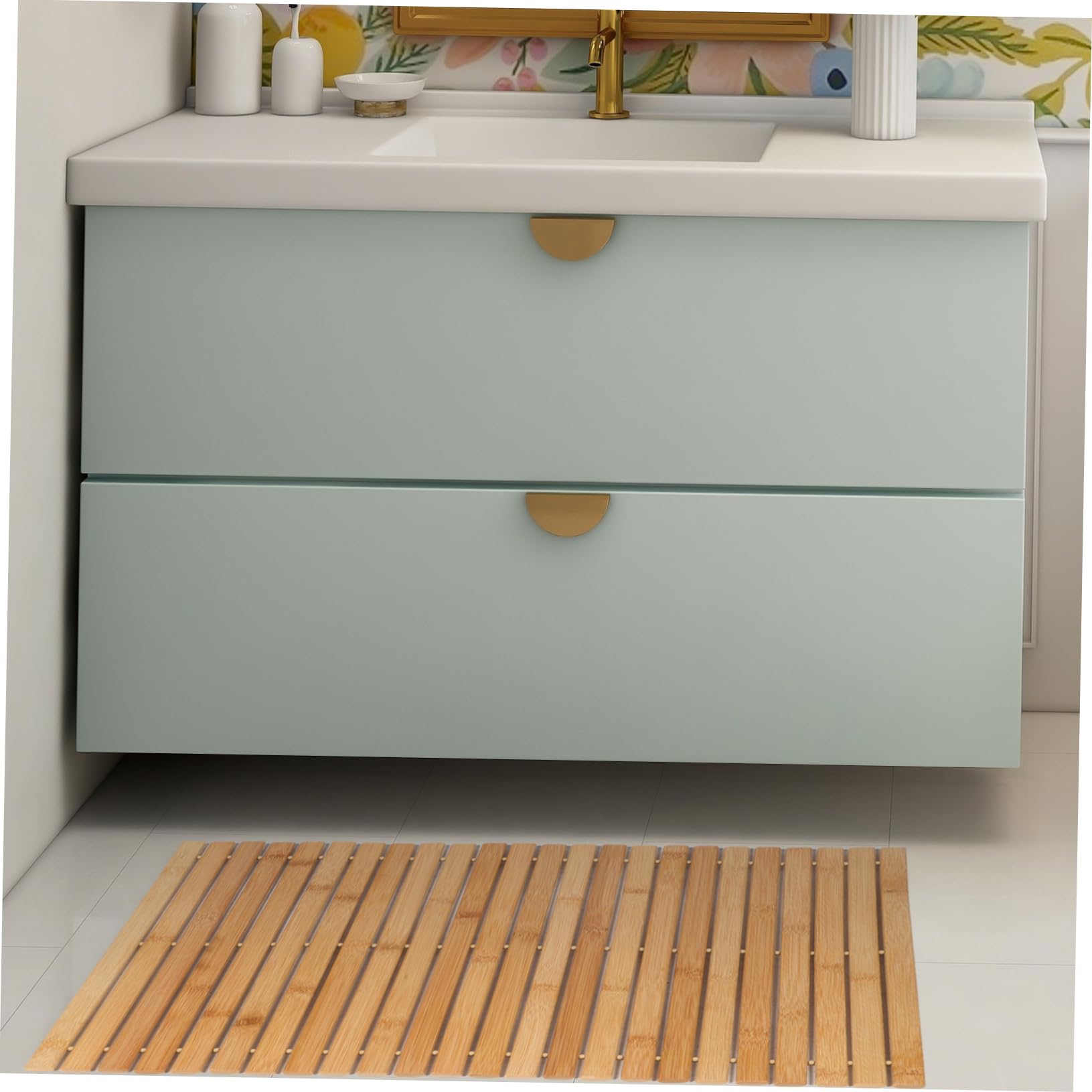 Alipis Tapis De Bain Bambou Antidérapant Tapis De Sol pour Salle De Bain Facile à Nettoyer