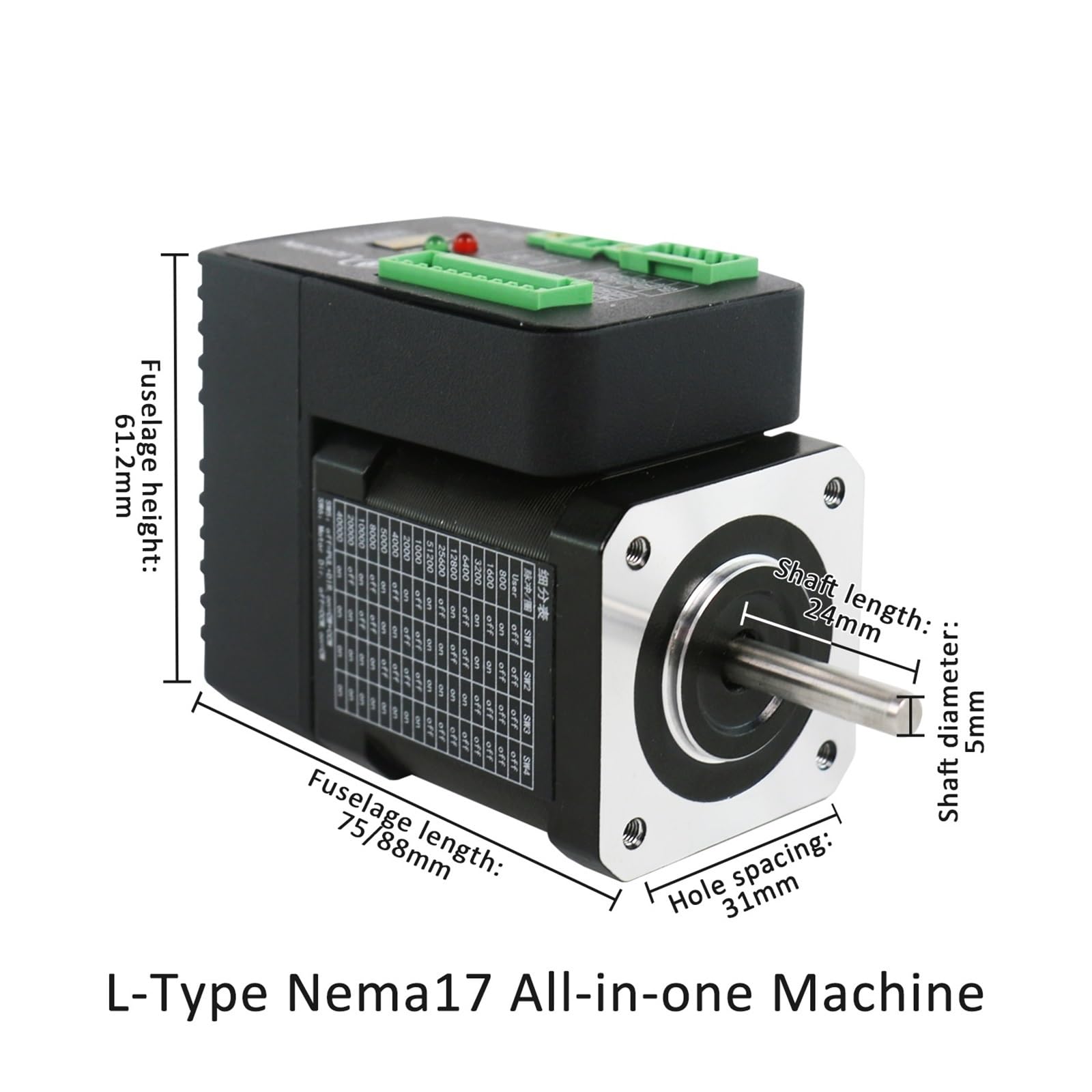 24V 2.5A 0.4N.m/0.8N.m Small Stepper Electronic Starter 2Phase Nema17 Open Loop Integrated Stepper Motors Driver for Robot Machine(Nema17 0.4Nm 5mm,CANopen Model)