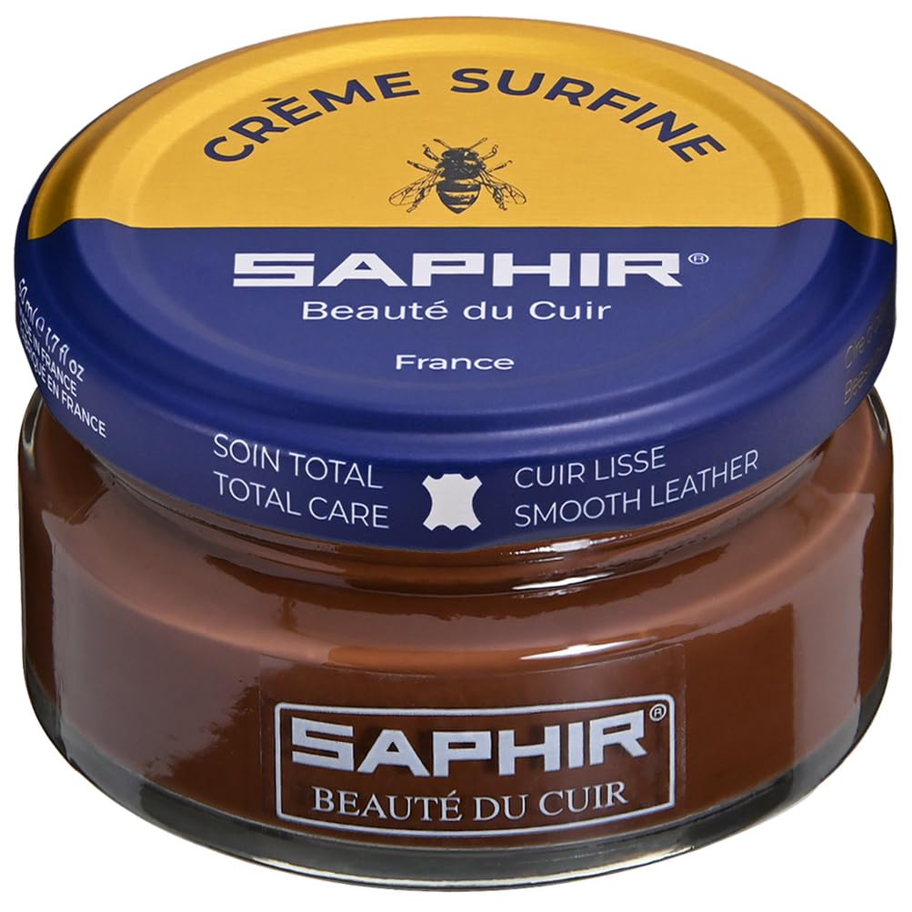 Saphir 9550032 Fine Beeswax Shoe Cream and Polish, 1.7 fl oz (50 ml), Emulsifying, Moisturizing, Recoloring, Glossy