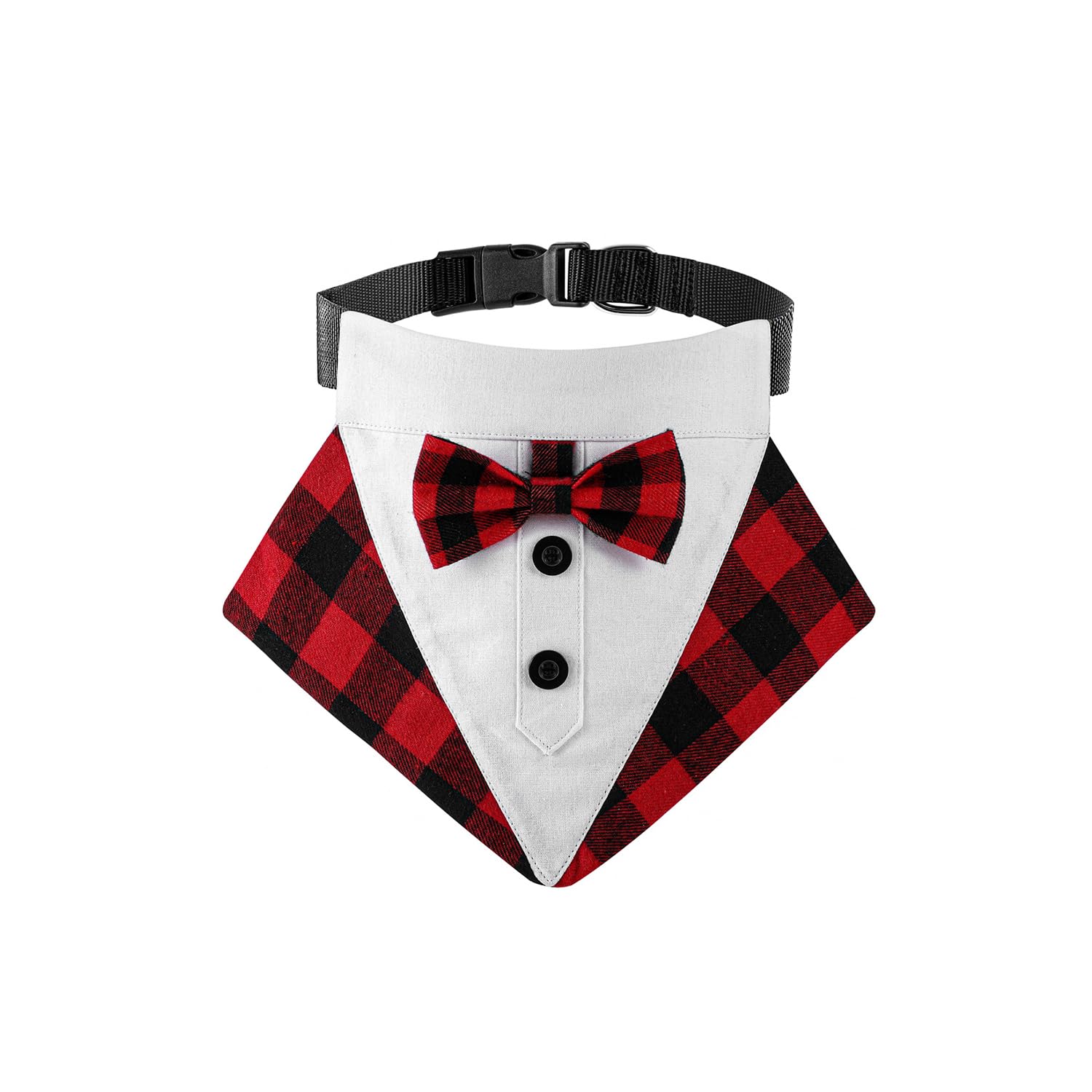 BT Bear Dog Tuxedo Bandana Collar,Pet Bowtie Collar Adjustable with Bow Neck Scarf for Medium Large Dogs Weddings Birthdays Parties- Red,L