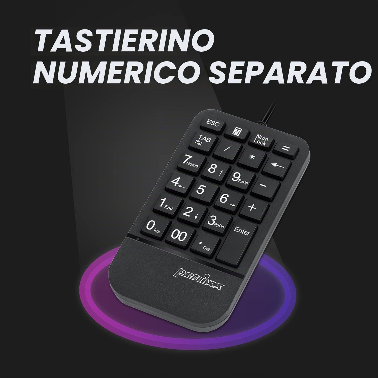 Perixx PERIDUO-606A, tastiera ergonomica compatta wireless 3 in 1 con mouse verticale e tastierino numerico, poggiapolsi regolabile, rotella inclinabile, tasti a basso profilo a membrana
