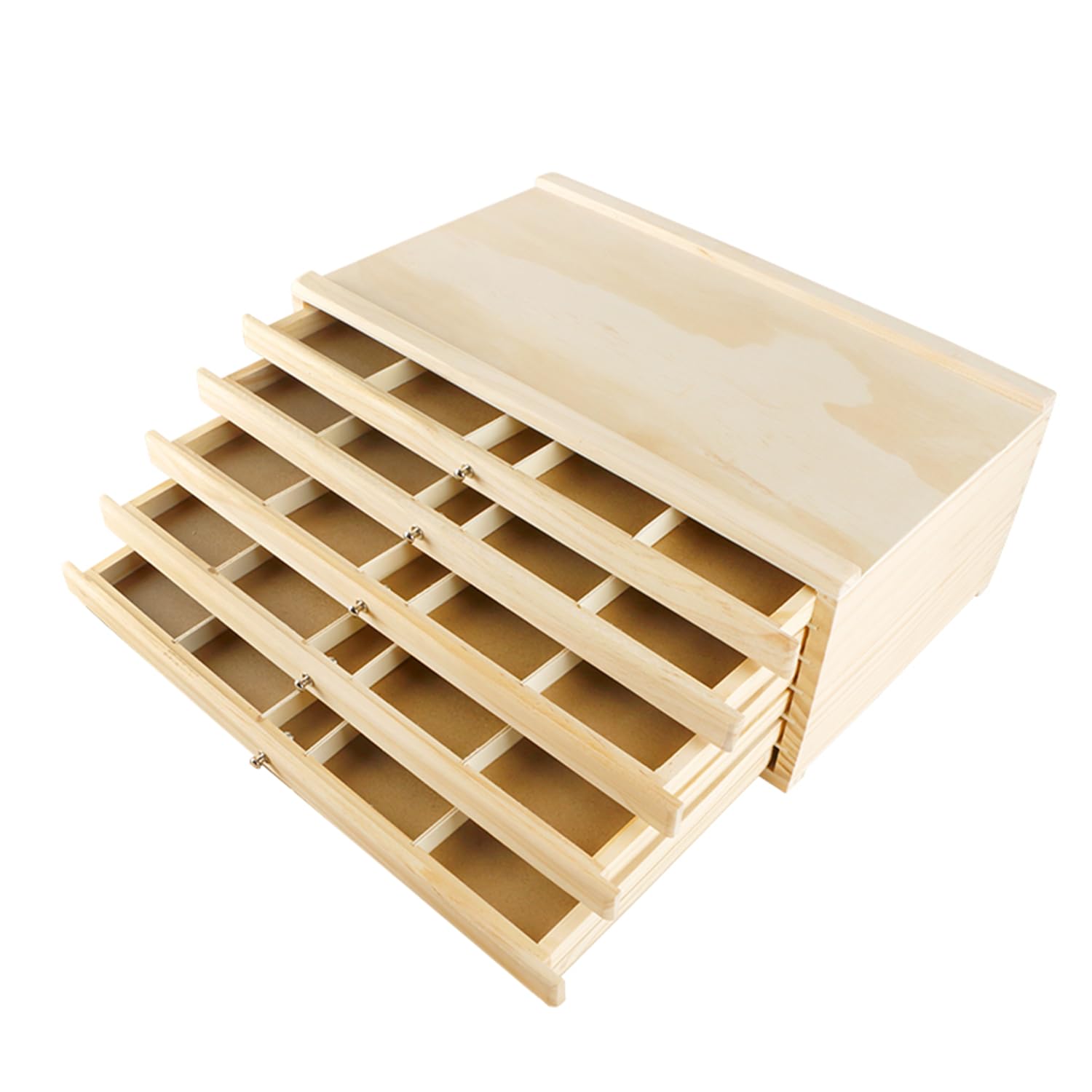 5 Cajones Caja De Almacenamiento Para Artistas 40x26x12.3 cm,Caja Organizadora De Suministros De Artista De Madera,Multifunción,Para Herramientas Artísticas Como Lápices,Rotuladores,Pinceles o Joyas