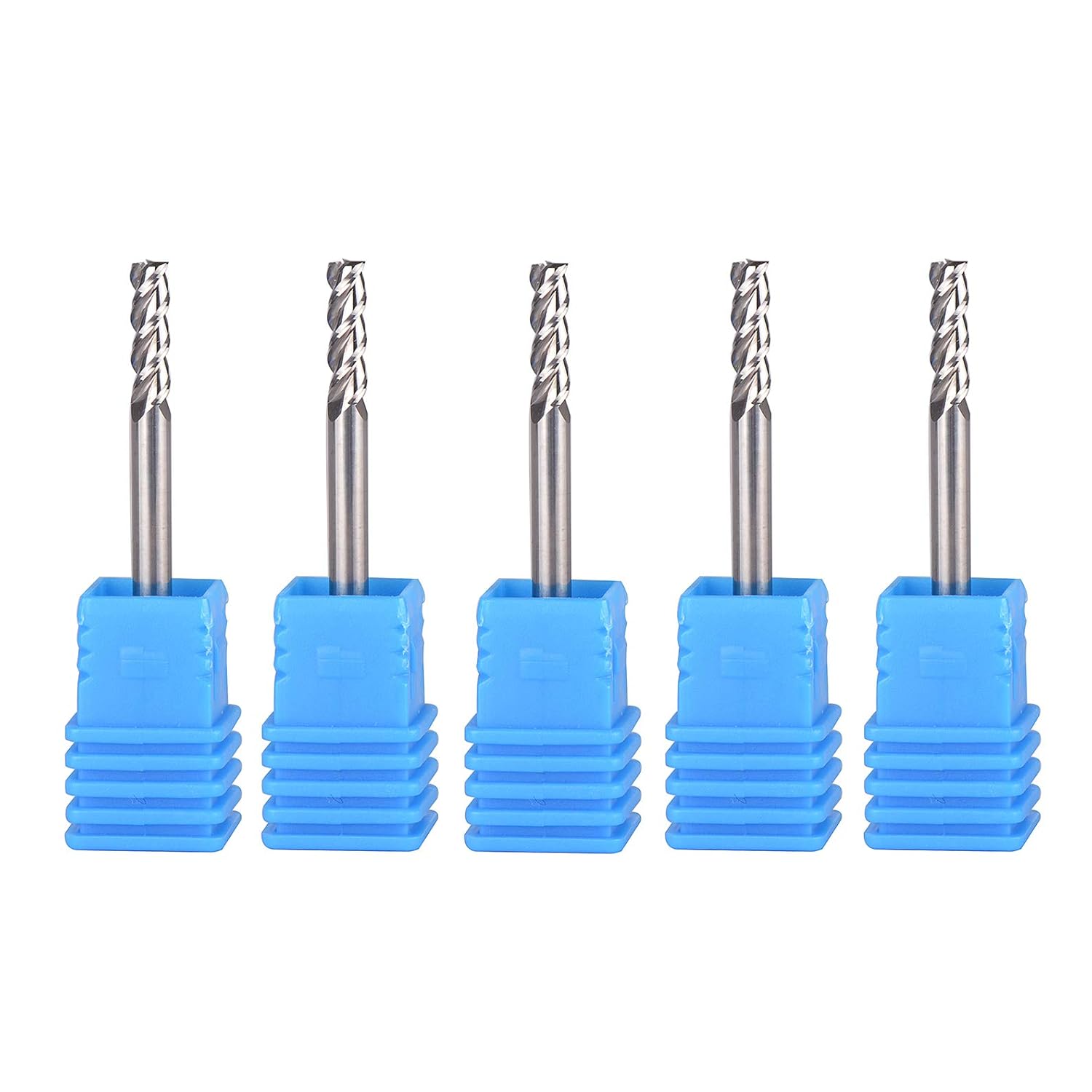 SpeTool 1/8 End Mills for Aluminum 3 Flutes CNC Spiral Router Bits for Aluminum Cut Non-Ferrous Metal Upcut 1.5 inches Long 5 Pieces