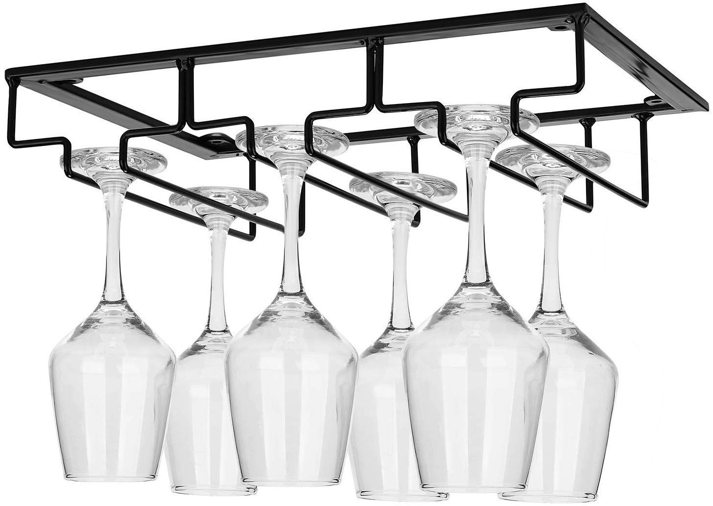 INDIAN DECOR. 28555 Metal Under Cabinet Stemware Wine Glass Holder (Black)