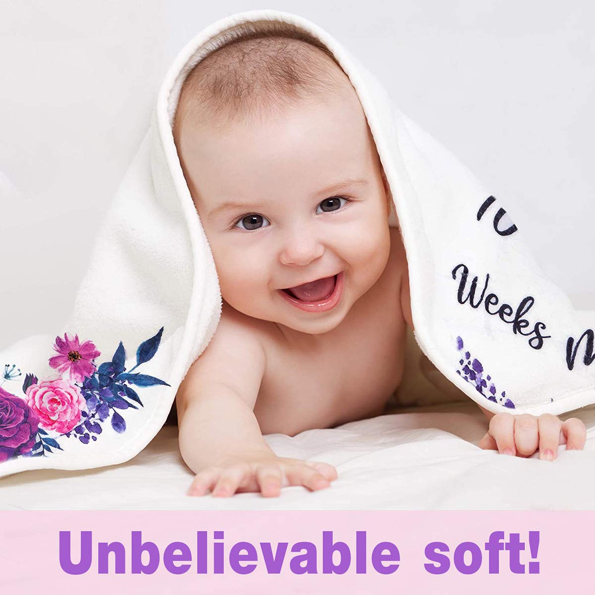 PHMOJEN Avocado Baby Milestone Blanket Set - 48x40 Inch Photo Backdrop With Month Cards & Headband