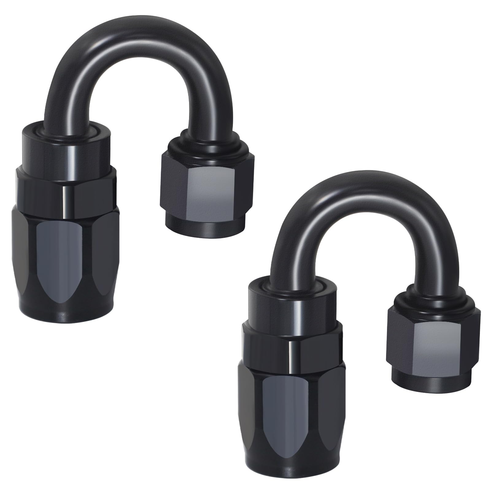 SDZONGES 6AN Fitting, 2PCS 6AN Hose End Fittings, 6 AN 180 Degree Fittings for CPE Braided Hose(Black).