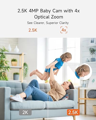 Miniatura 2 de Cámara de seguridad para interiores con tarjeta de 32 GB, cámara para bebéperromascota de 2.5 K con zoom 4X, detección de IA sin humanos,