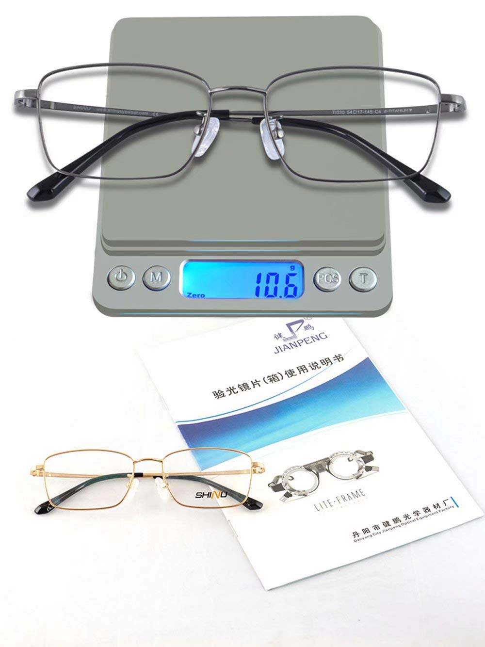 SHINU Niebieskie okulary do czytania w ramce tytanowej-ATLH1030, C1 Srebrny,anty Blue Lens