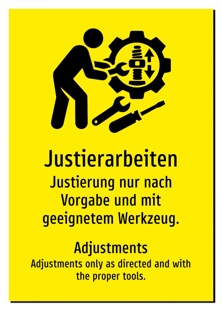 45867-DEEN-S-06 | Justierarbeiten Schild/Aufkleber | Deutsch Englisch