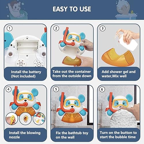 Miniatura 4 de Máquina de hacer burbujas de rana para baño, soplador de espuma para hacer burbujas, juguete musical de bañera de rima para bebés, niños, feliz tina