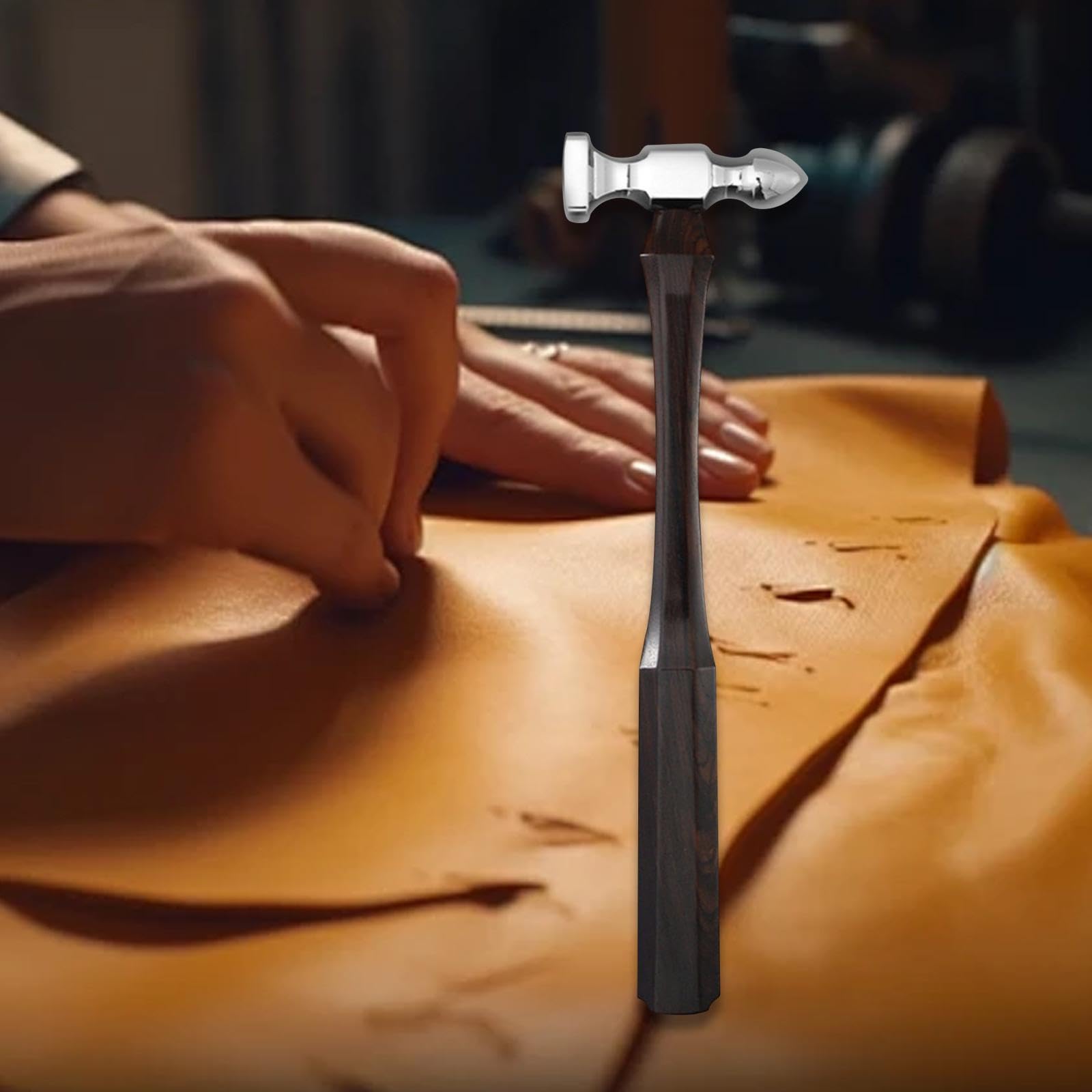 Martillo para Trabajar, Herramienta para Trabajos en Cuero, Mazo para Tallar, Martillo con Mango de Acero Inoxidable Y Madera para Proyectos, Estilo B