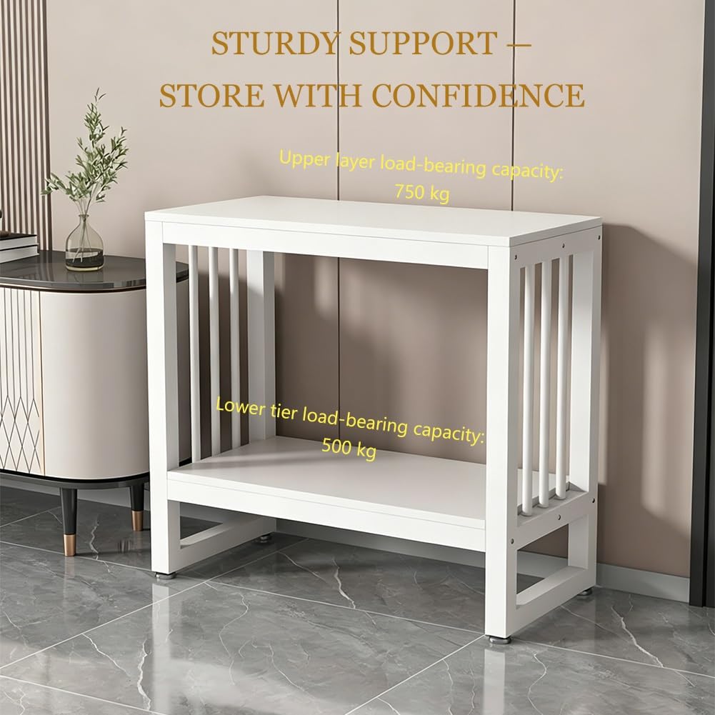 Support Aquarium Style Vintage en Rotin – Meuble-Support Robuste en Acier avec Étagère Ouverte – Table pour Aquarium 70 Cm Hauteur, Idéal La Maison, Le Salon Ou La Chambre.(Blanc,70x50x80cm)