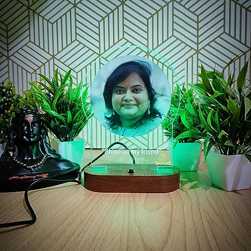 Image of Gifts N Craft 3D Illusion Acrylic Lamp | Multicolor, Wood, Acrylic | Gift for Valentine, Birthday, Marriage, Anniversary, Engagement, Husband Wife | 22x18cm