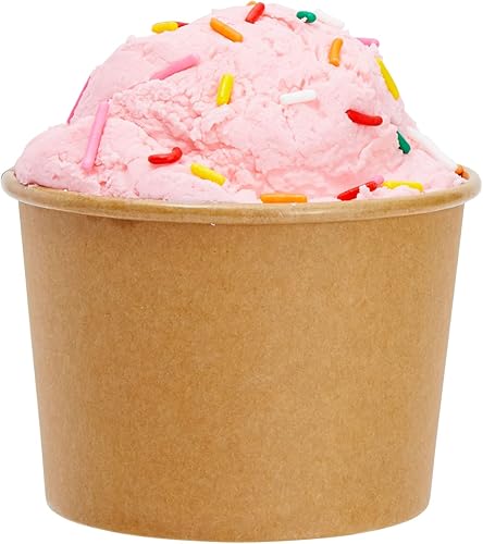 Miniatura 5 de Juvale Paquete de 100 tazas de papel para helado, cuencos desechables de postre para barra de Sundae, yogur congelado, marrón (8 onzas)