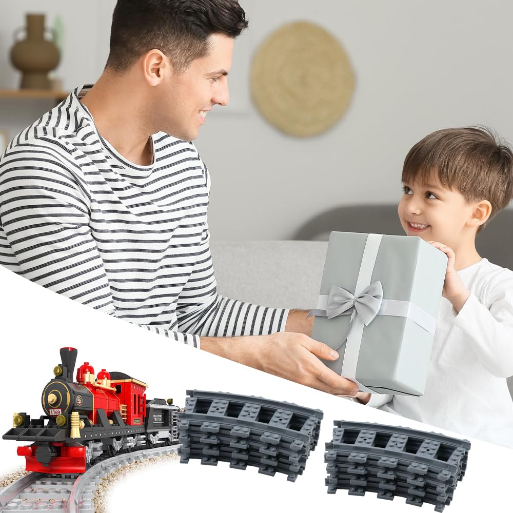 57 Piezas Vías de Tren Rieles de la Ciudad Rieles de Bloques de Construcción de Ciudad City Vías para Tren de Juguete, Idea de Regalo para Niñas y Niños