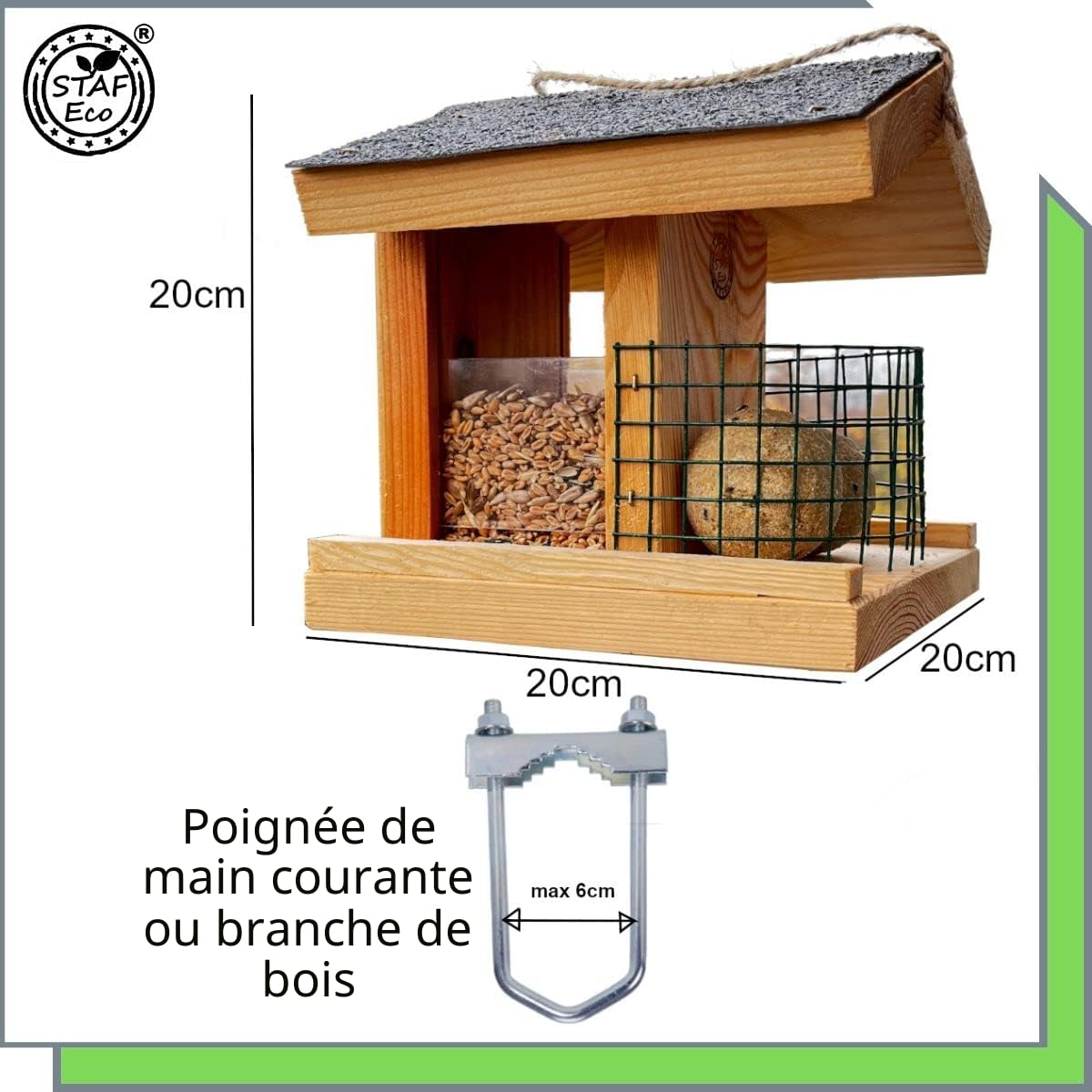 Maison d'oiseaux Mangeoires pour oiseaux sauvages Station à fixer sur le balcon de mangeoire Suspendue pour Nourrir Les Oiseaux Toute l'année Prêt à l'emploi,