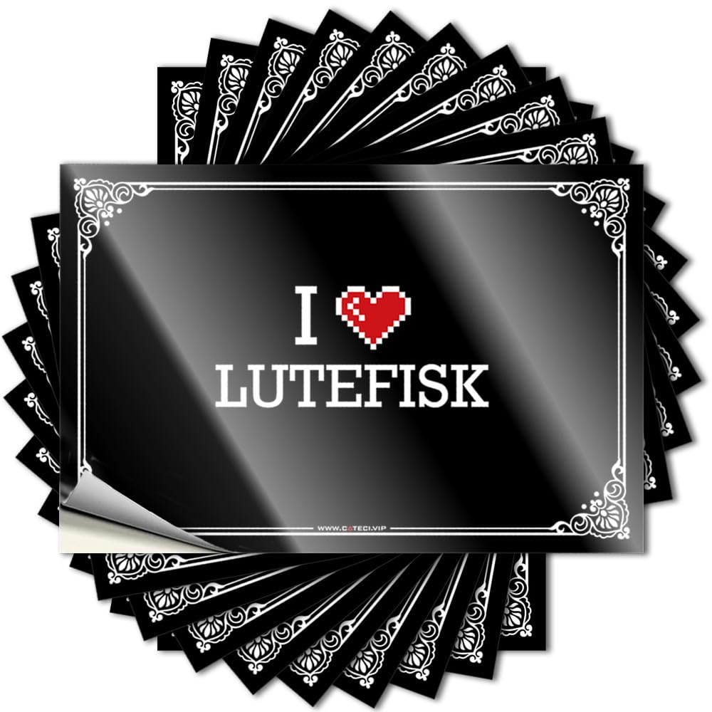 Fzfn Colour I Love Lutefisk New Decals | Girly Waterproof Vinyl Helmet Exterior Removable Decal Peel Stick(12X18cm)
