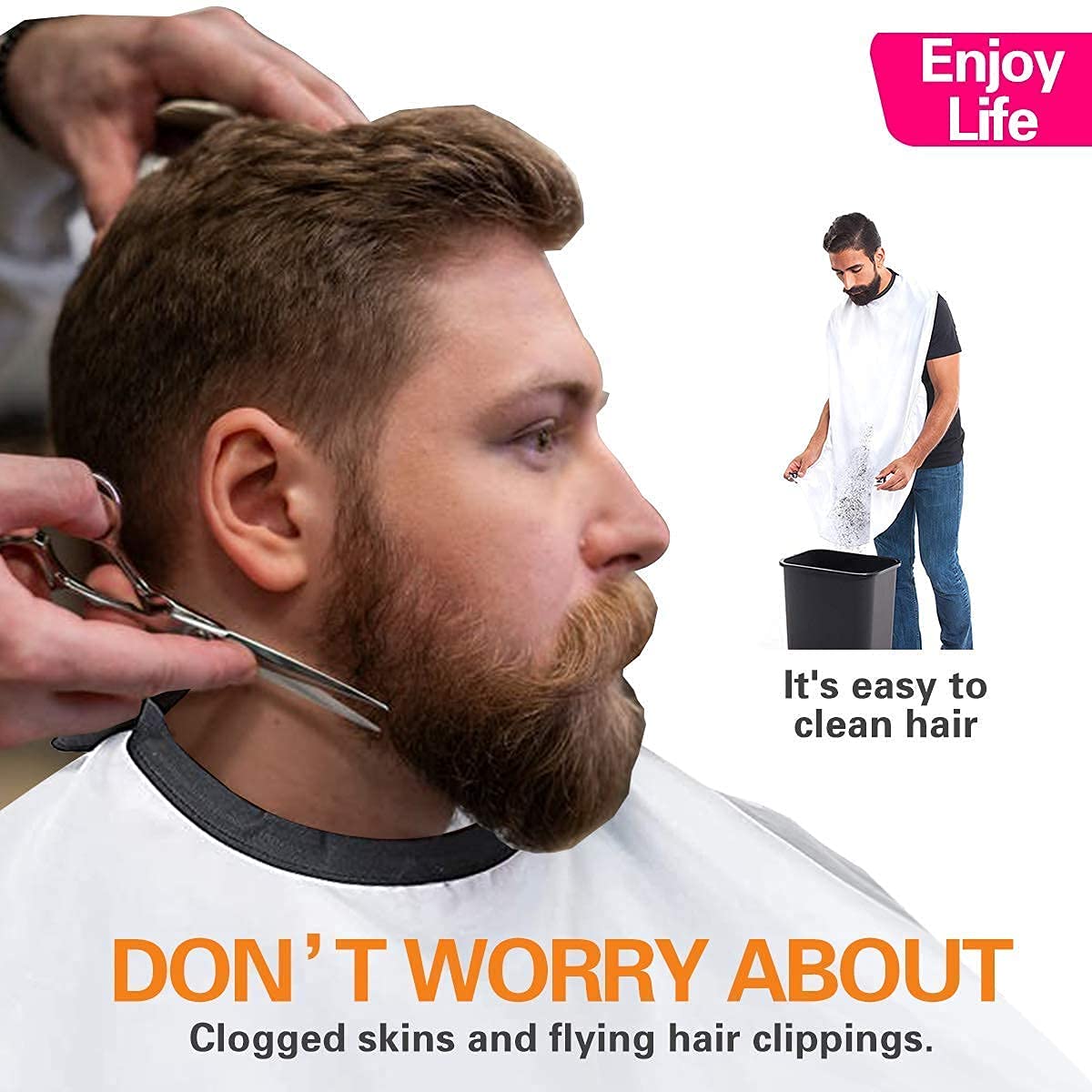 STHITI Men's Beard Care Shave Beard Shaving & Trimming Apron for Men | Non-Stick Hair Catcher Bib Grooming Cloth Cape | Waterproof Apron with 2 Suction Cups for Mirror - (White) 2