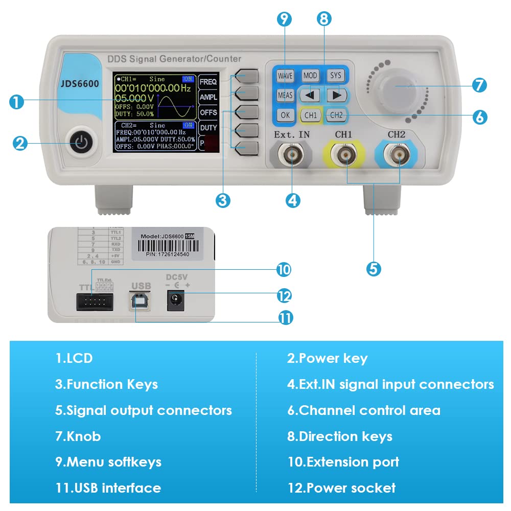 mane　DAMONDE EQUIPMENT GD2 NEO HTD DDS Signal Generator Counter, 2.4'' LCD Display High Precision