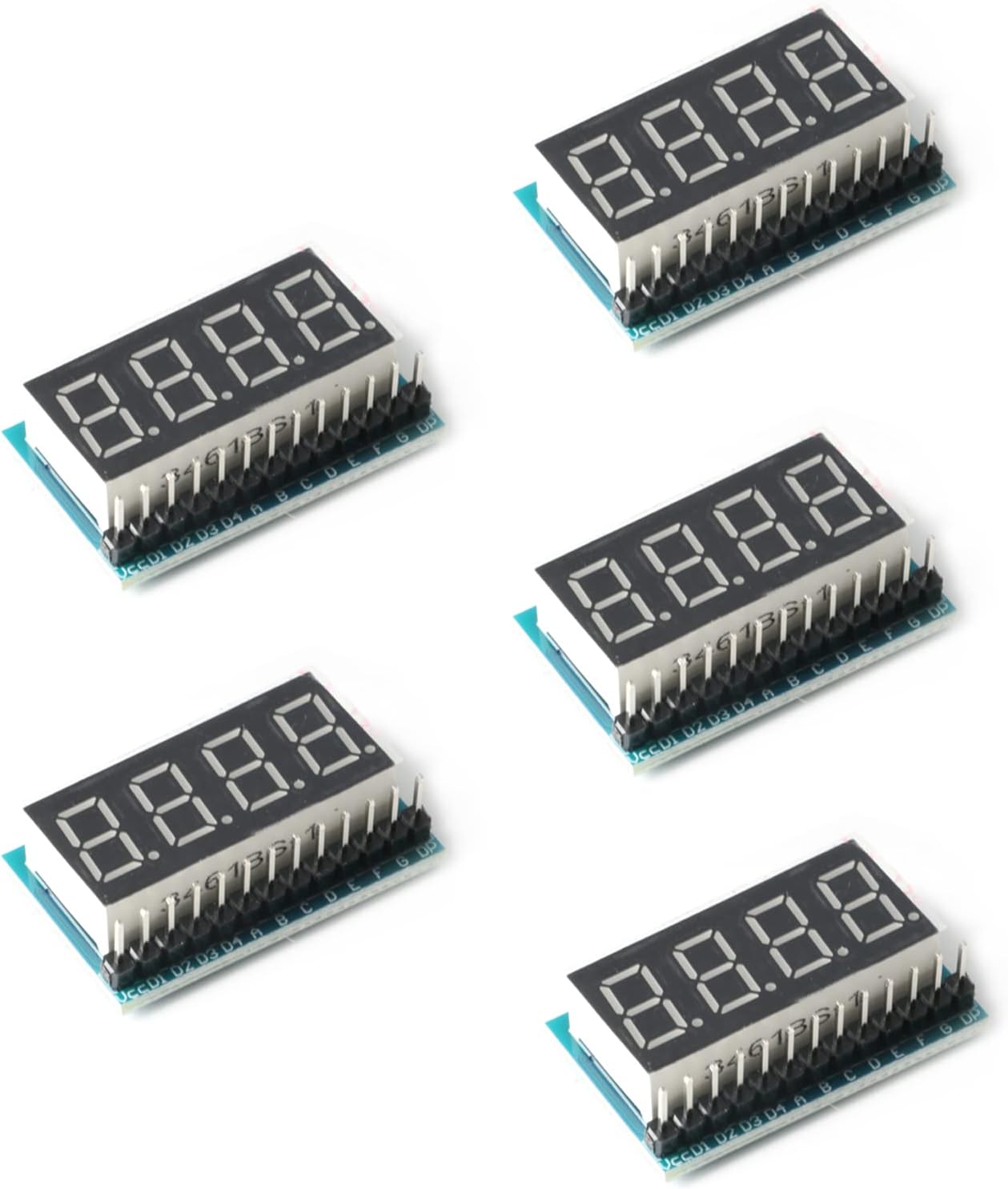 5Pcs 4-Bit 74HC164 0.36 inch Red Highlight Digital Tube Display Module Common Positive 4 Segment Serial Interface 4 Bit Digital Display Module 74HC164 Driver
